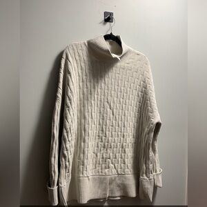 Oversize Cream Turtleneck Cable-Knit Sweater - Men's